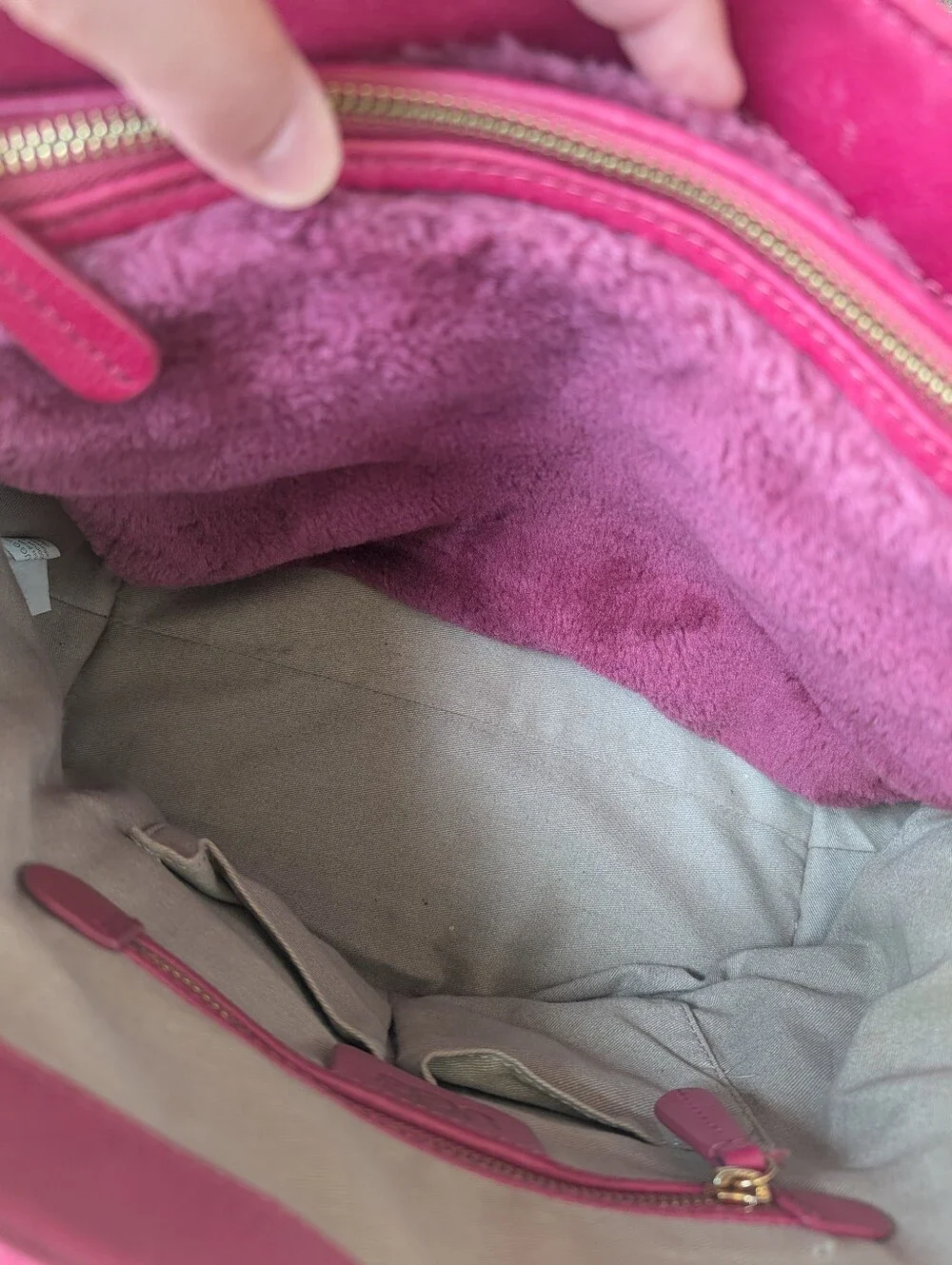 💞EUC UGG Australia Hot Pink Pebbled Leather Shoulder Tote Bag w/Removable Bag